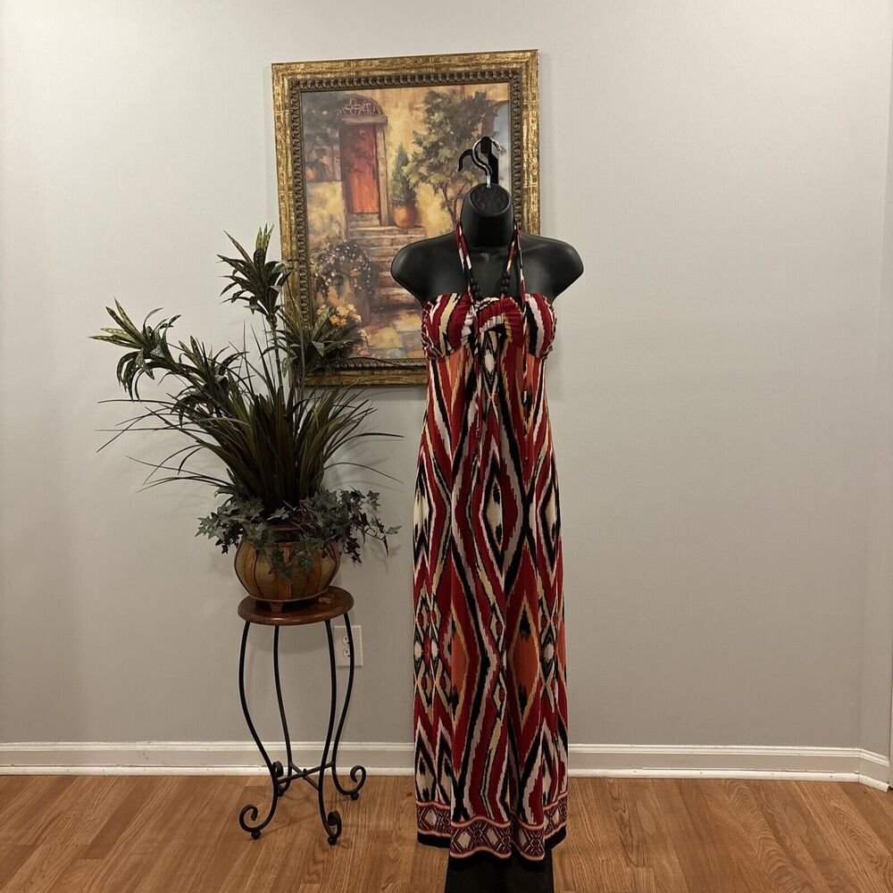 En Focus Studio Women Maxi Dress Size 6 Length 53” Spaghetti Straps‎ Multicolor